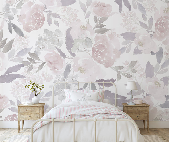 Ultralight Delicate Forest Floral | Large Scale Floral Girl Nursery Wallpaper