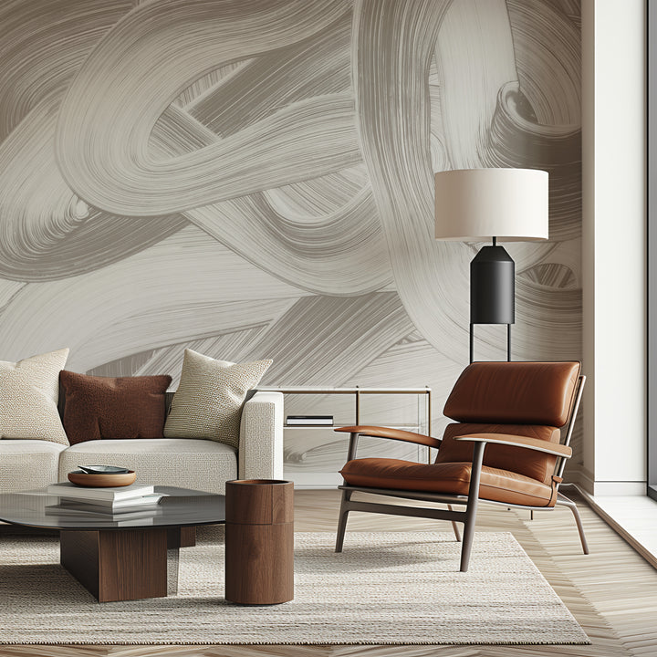 Modern Abstract Minimalist Textured Lines Mural