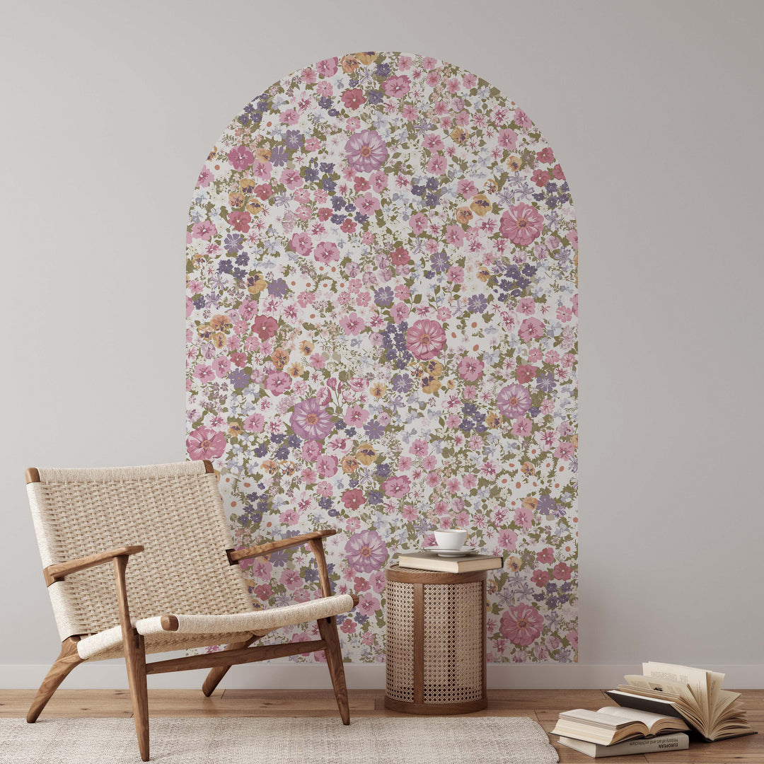 Ethereal Pink Garden Floral Arch Wall Decal