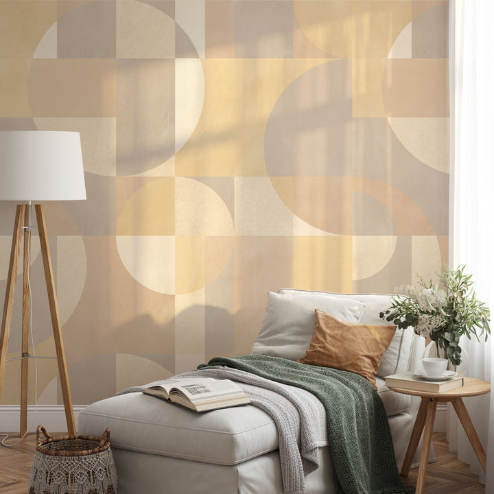 Modern Abstract Shapes Light Neutral Mural