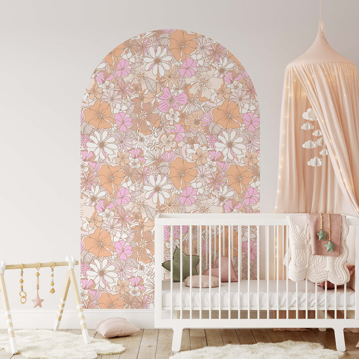 Vinilo decorativo arco floral retro de verano