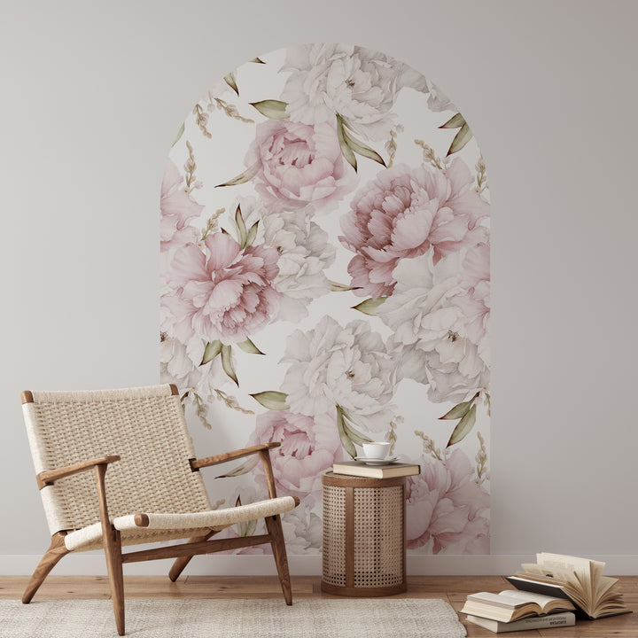 Sweet Pinky Peony Bouquet Arch Wall Decal