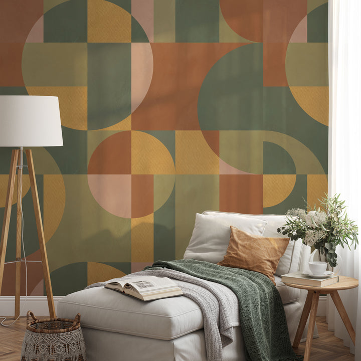 Modern Abstract Shapes in Terracota Mural