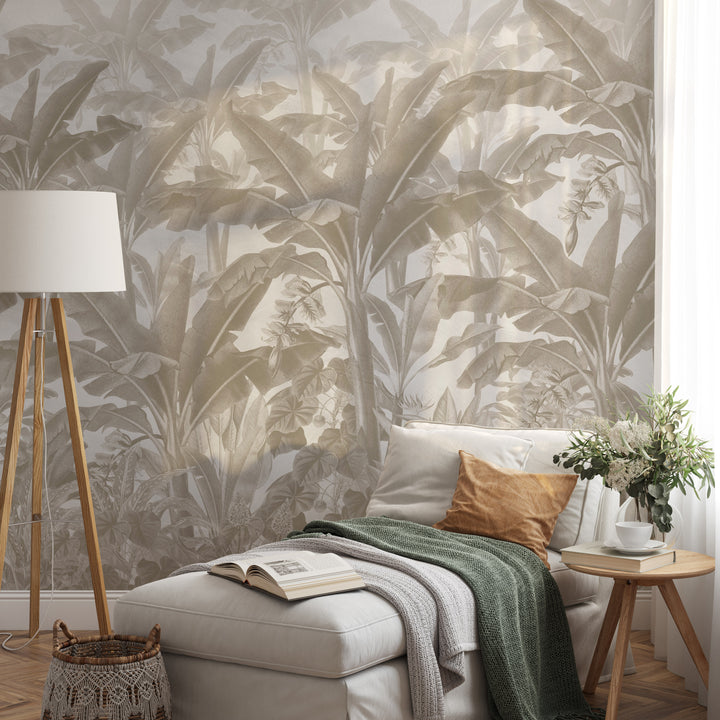 Tropical Vintage Mural in Neutral