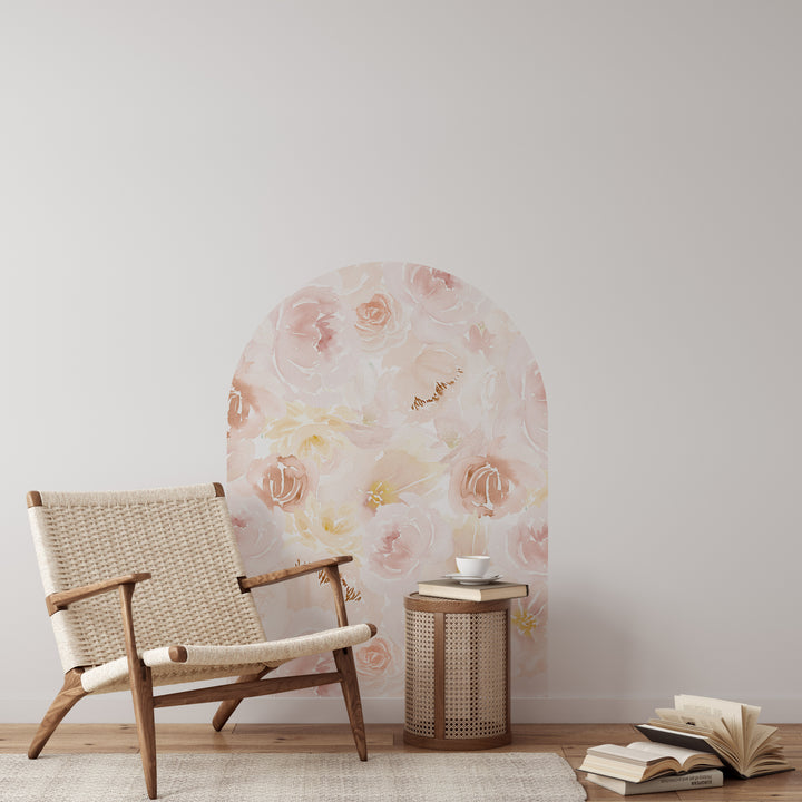 Vinilo decorativo arco de peonías de color acuarela suave