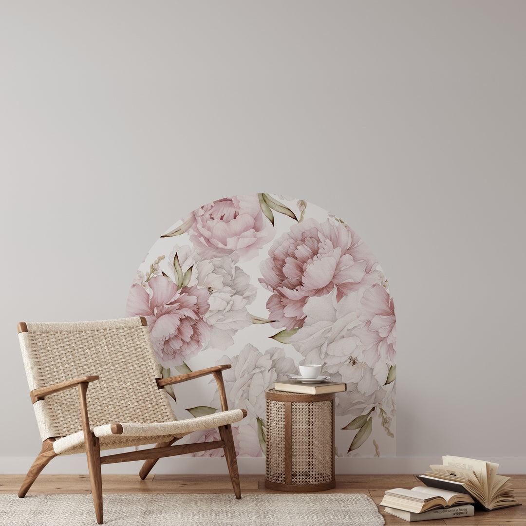 Sweet Pinky Peony Bouquet Arch Wall Decal