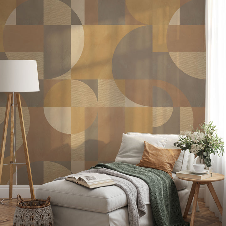 Modern Abstract Shapes Neutral Mural