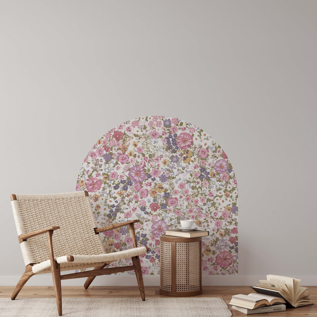 Ethereal Pink Garden Floral Arch Wall Decal