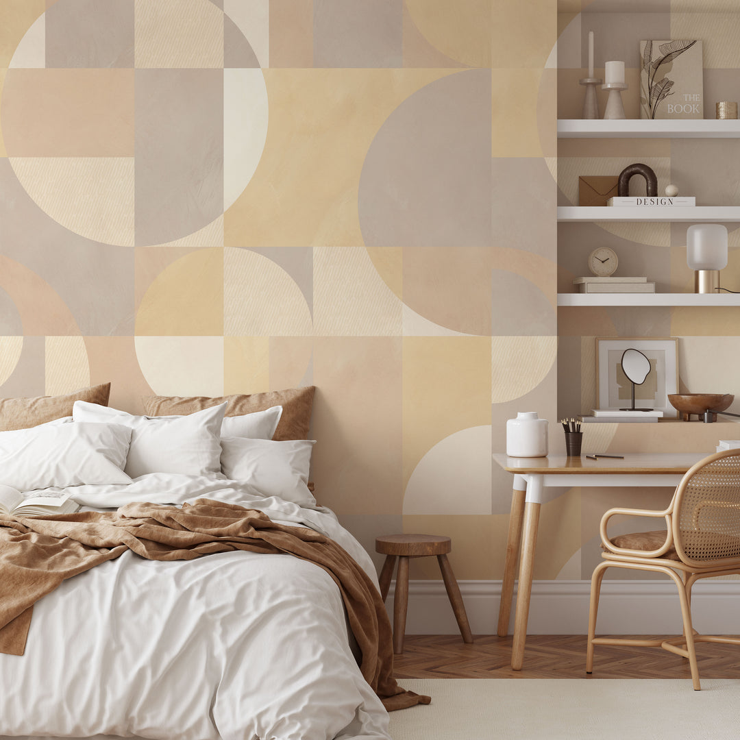 Modern Abstract Shapes Light Neutral Mural