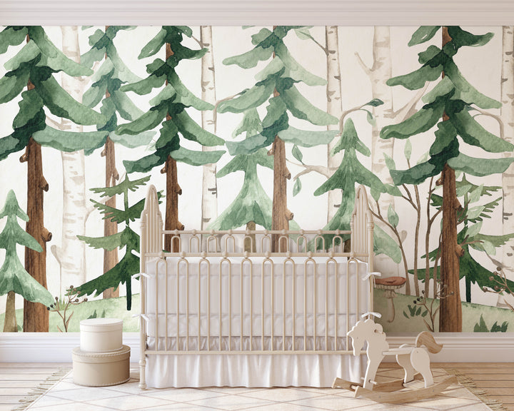 Woodland Watercolor Mural