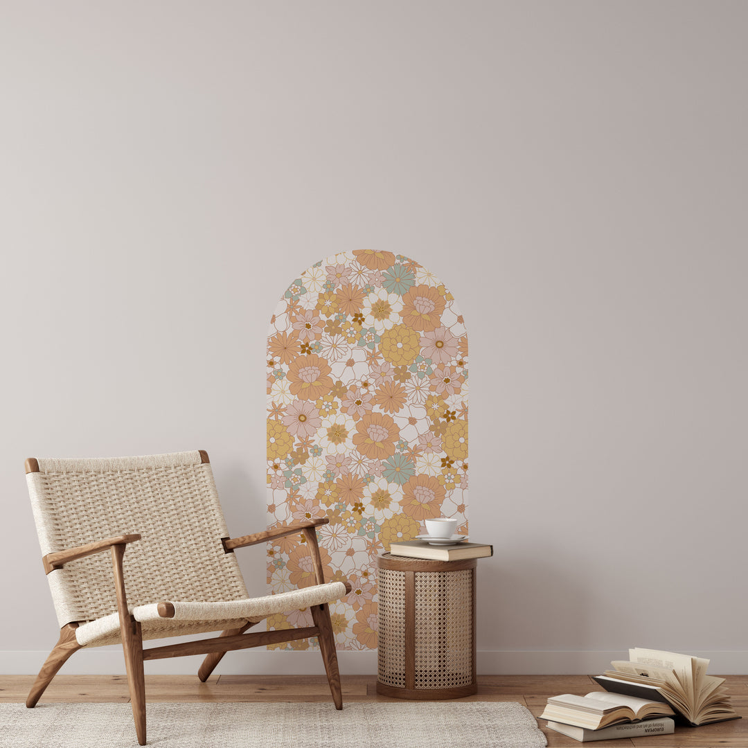 Vintage Floral Retro Arch Wall Decal