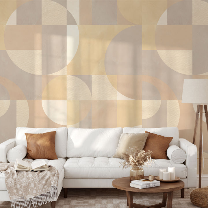 Modern Abstract Shapes Light Neutral Mural