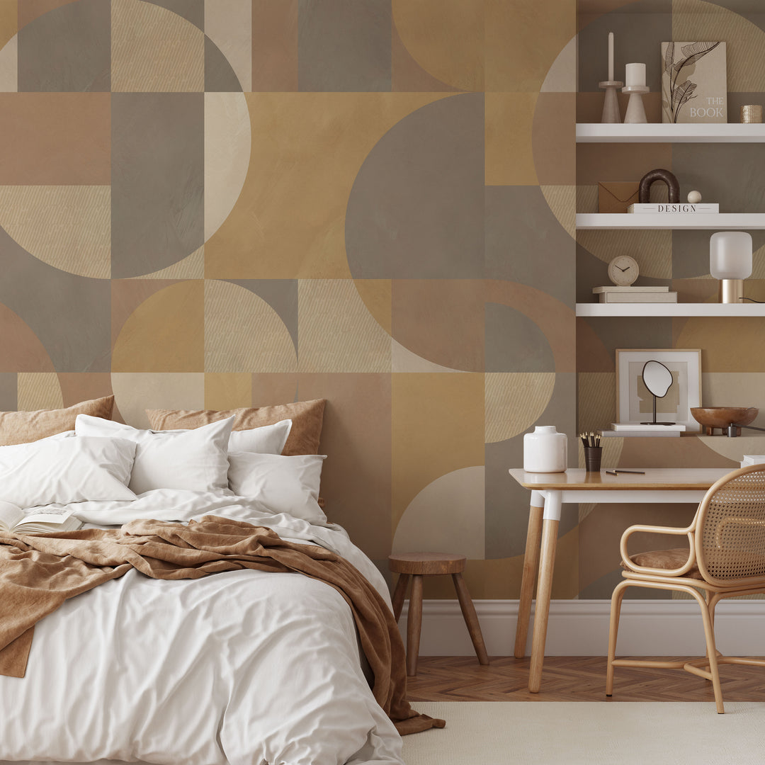 Modern Abstract Shapes Neutral Mural