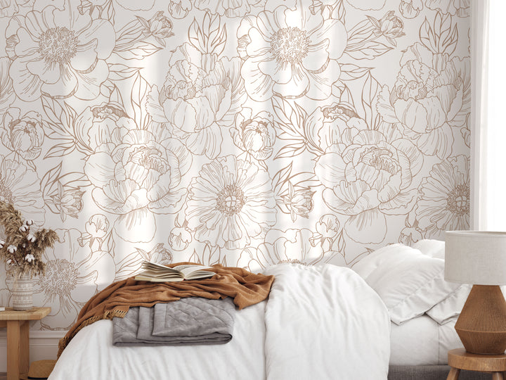 Boho Minimalist Floral Mural