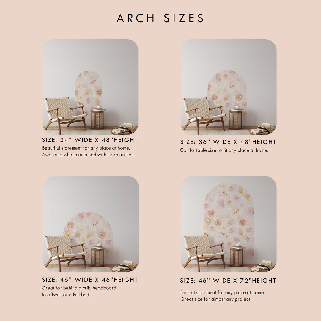 Vinilo decorativo arco de peonías de color acuarela suave