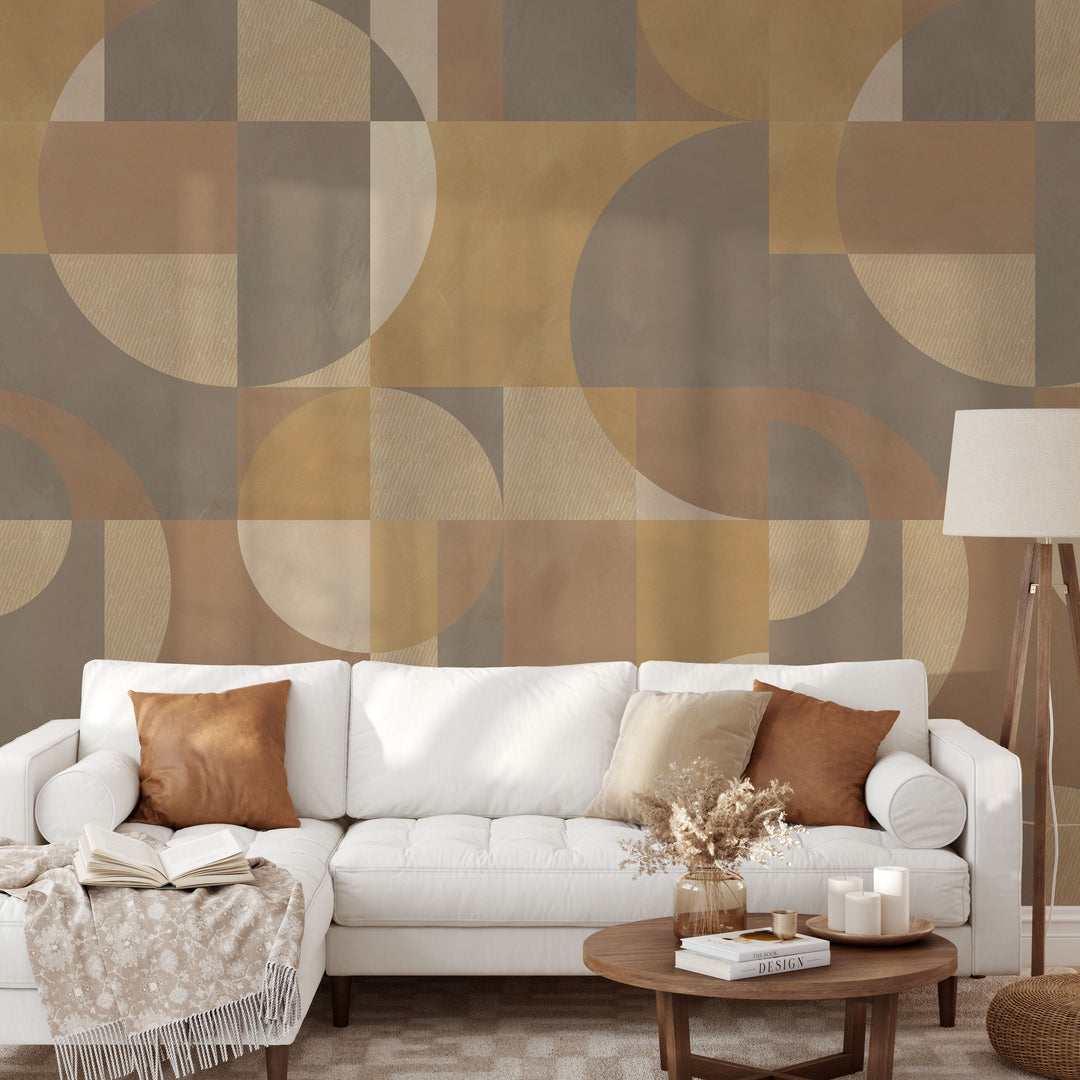 Modern Abstract Shapes Neutral Mural