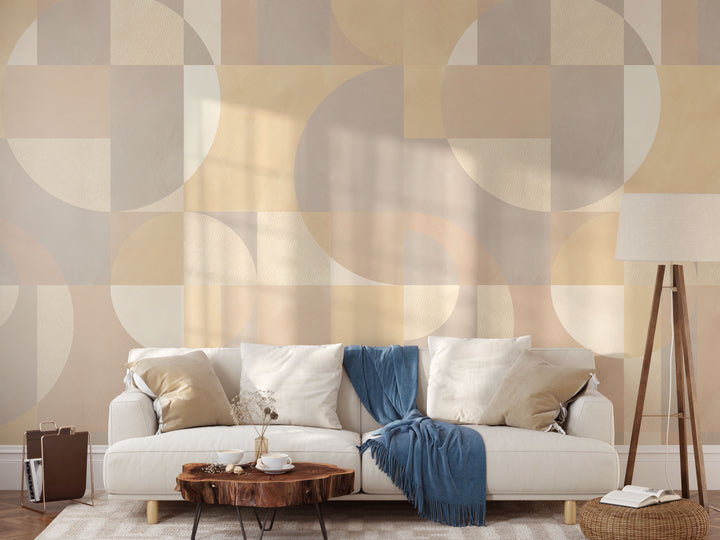 Modern Abstract Shapes Light Neutral Mural