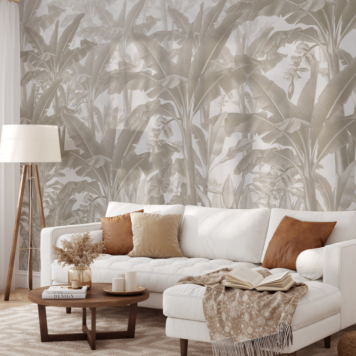 Tropical Vintage Mural in Neutral