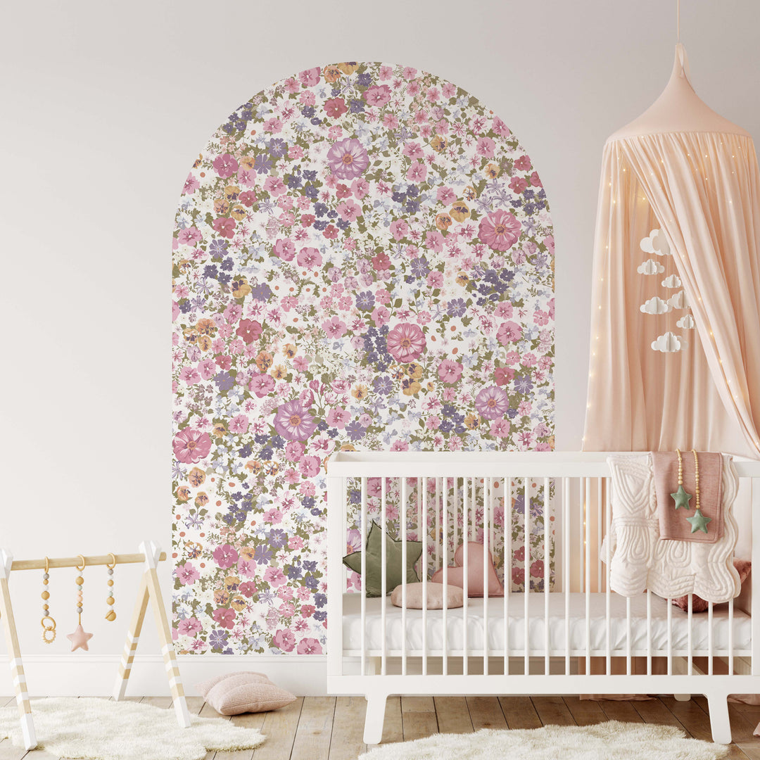 Ethereal Pink Garden Floral Arch Wall Decal