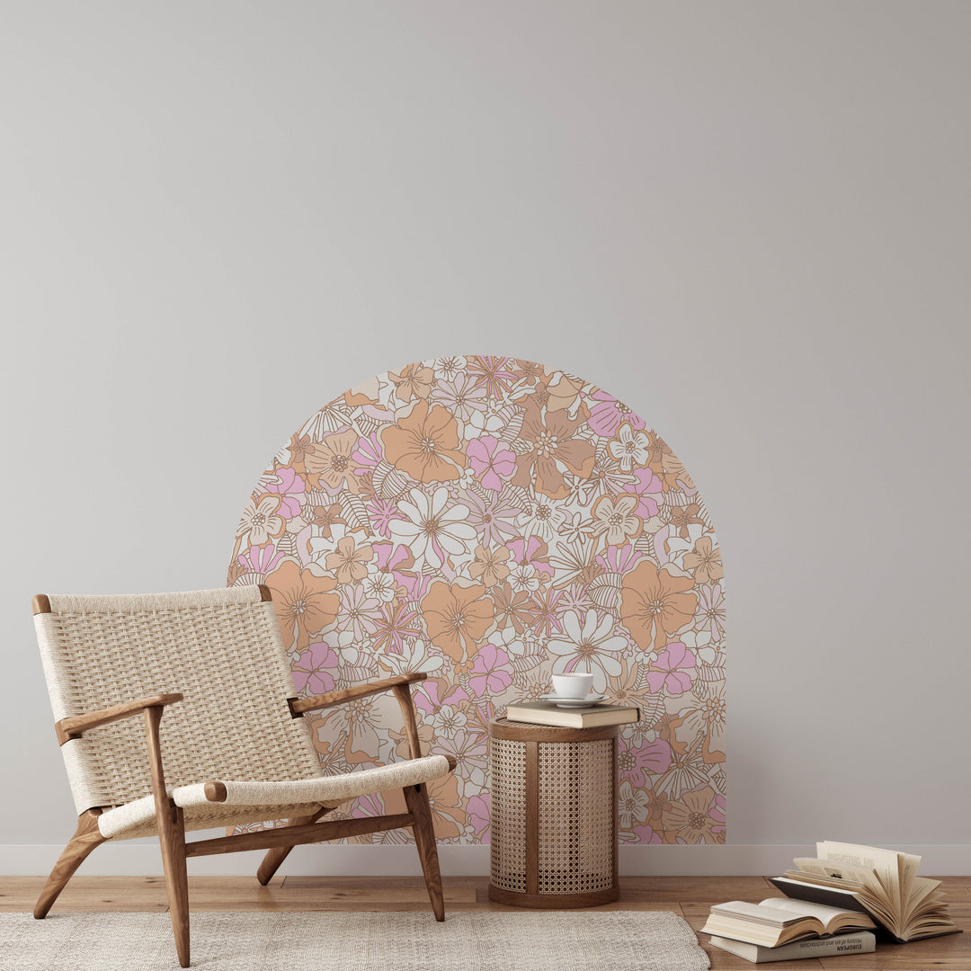 Summer Retro Floral Arch Wall Decal