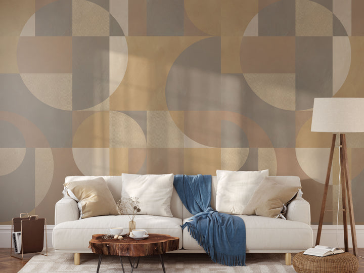 Modern Abstract Shapes Neutral Mural