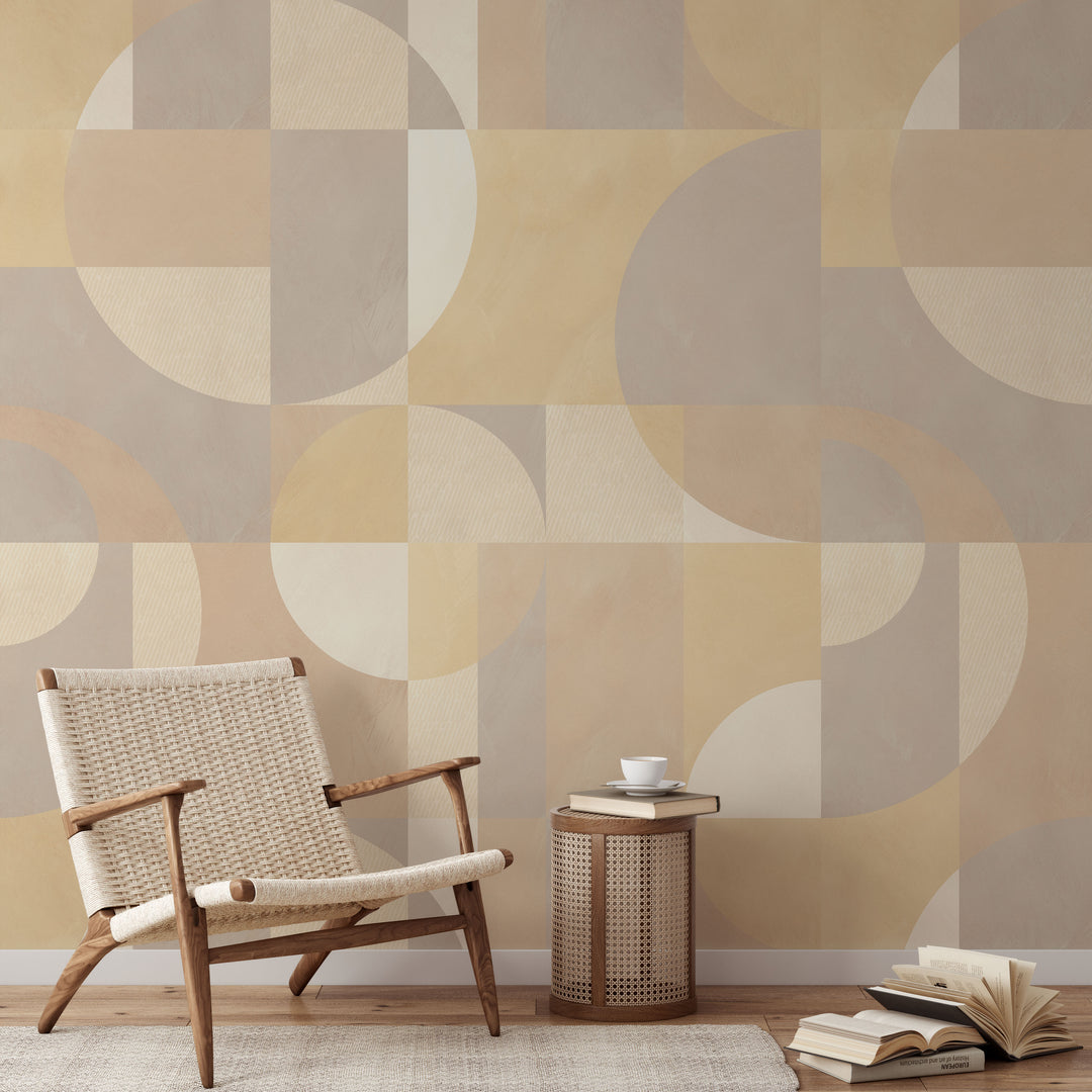 Modern Abstract Shapes Light Neutral Mural