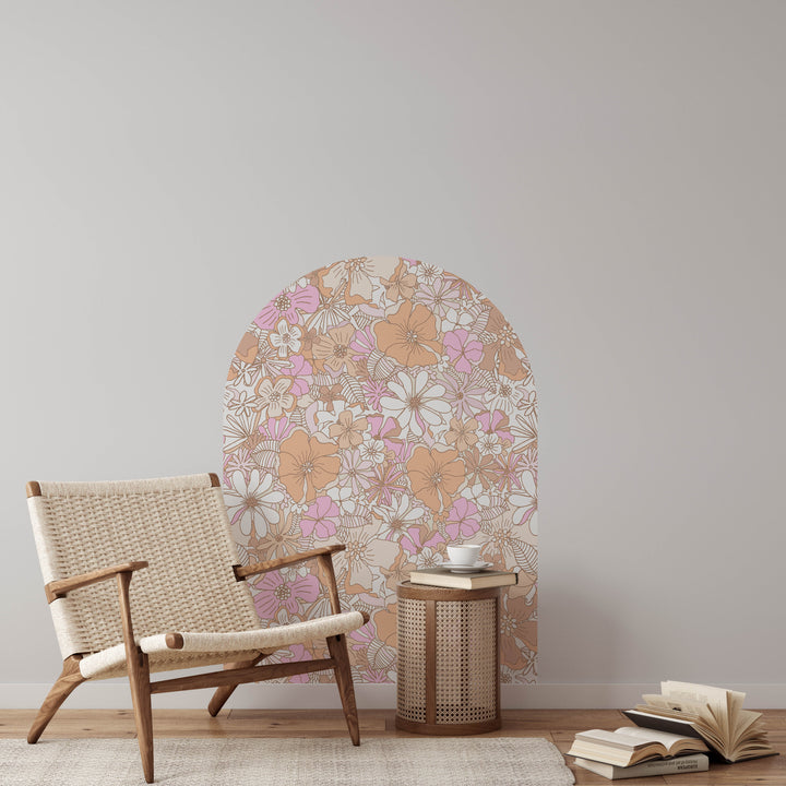 Vinilo decorativo arco floral retro de verano