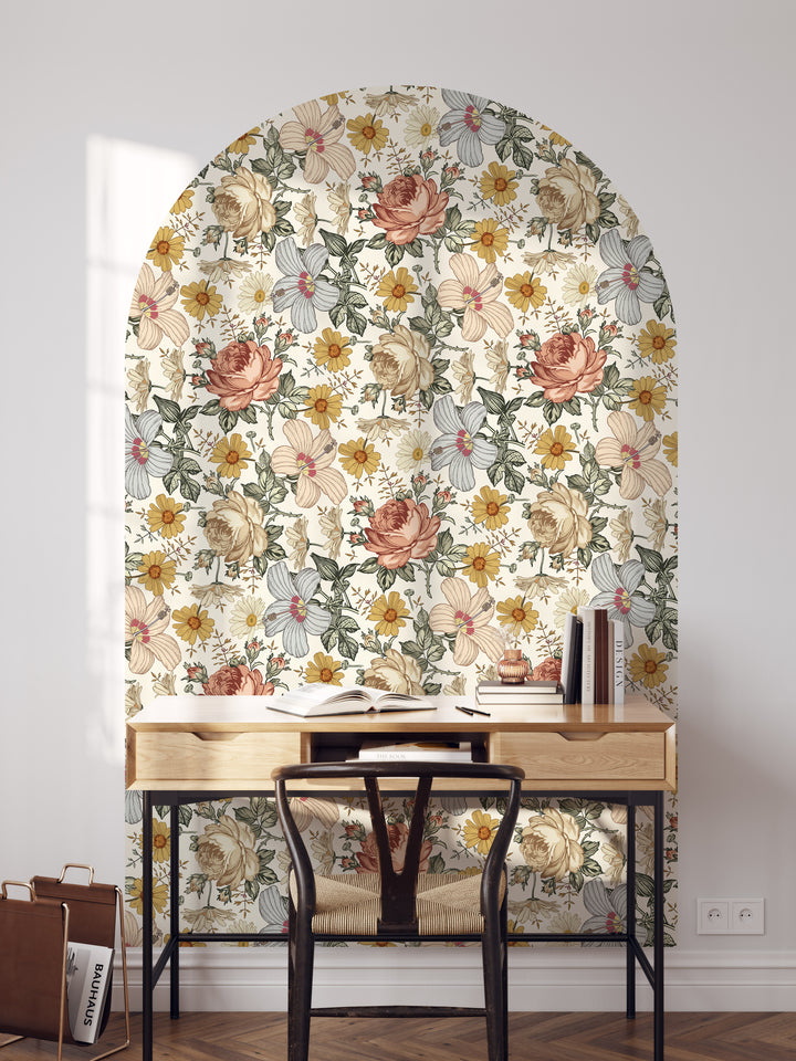 Vintage Floral Arch Wall Decal