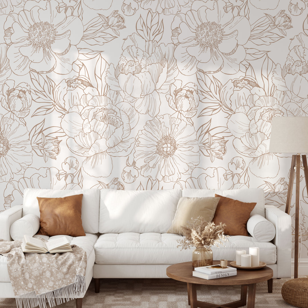 Boho Minimalist Floral Mural