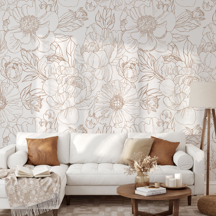 Boho Minimalist Floral Mural