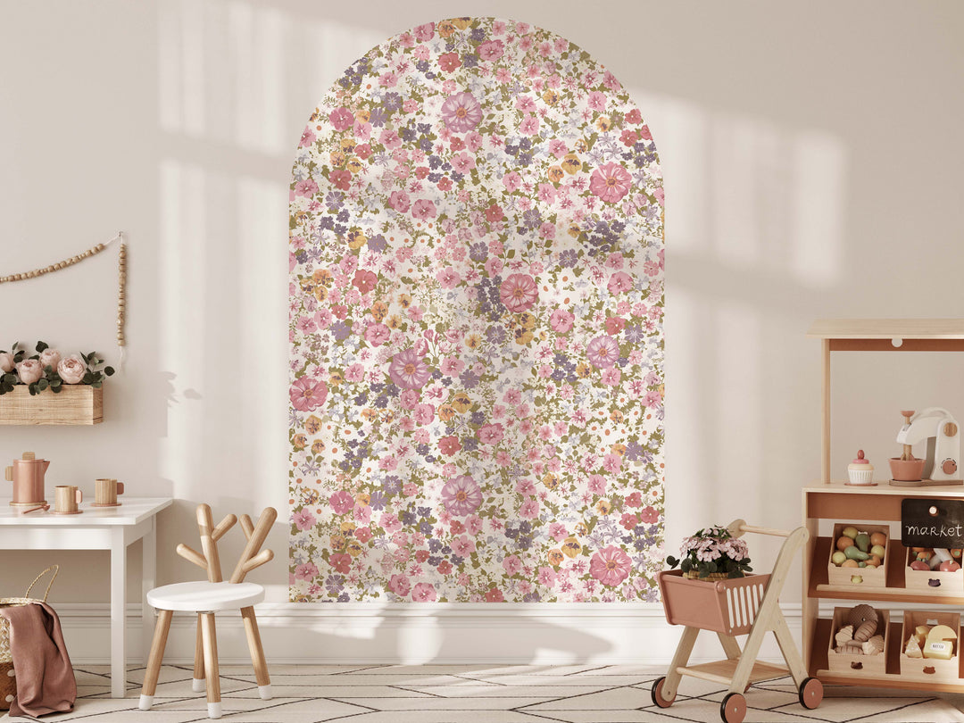 Ethereal Pink Garden Floral Arch Wall Decal