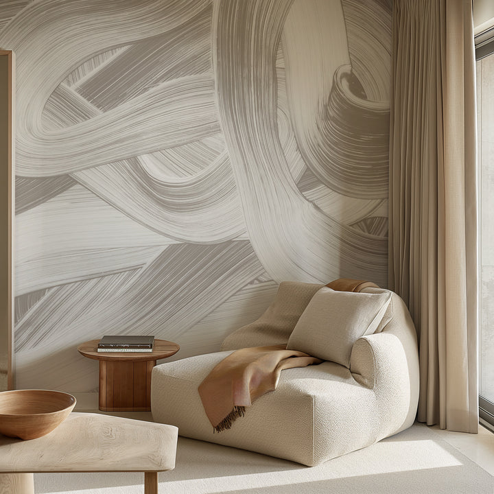 Modern Abstract Minimalist Textured Lines Mural