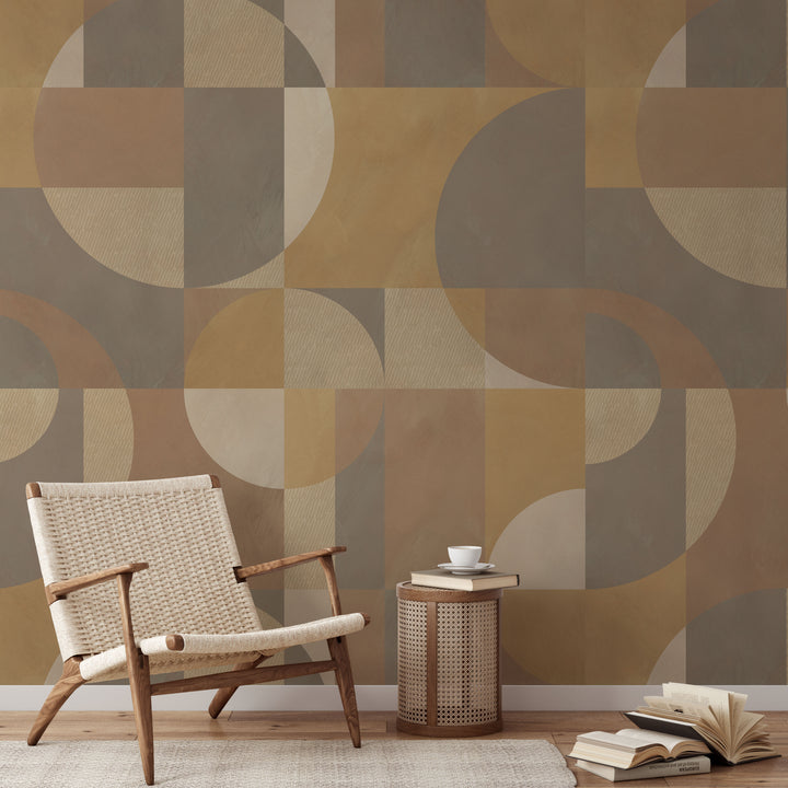 Modern Abstract Shapes Neutral Mural