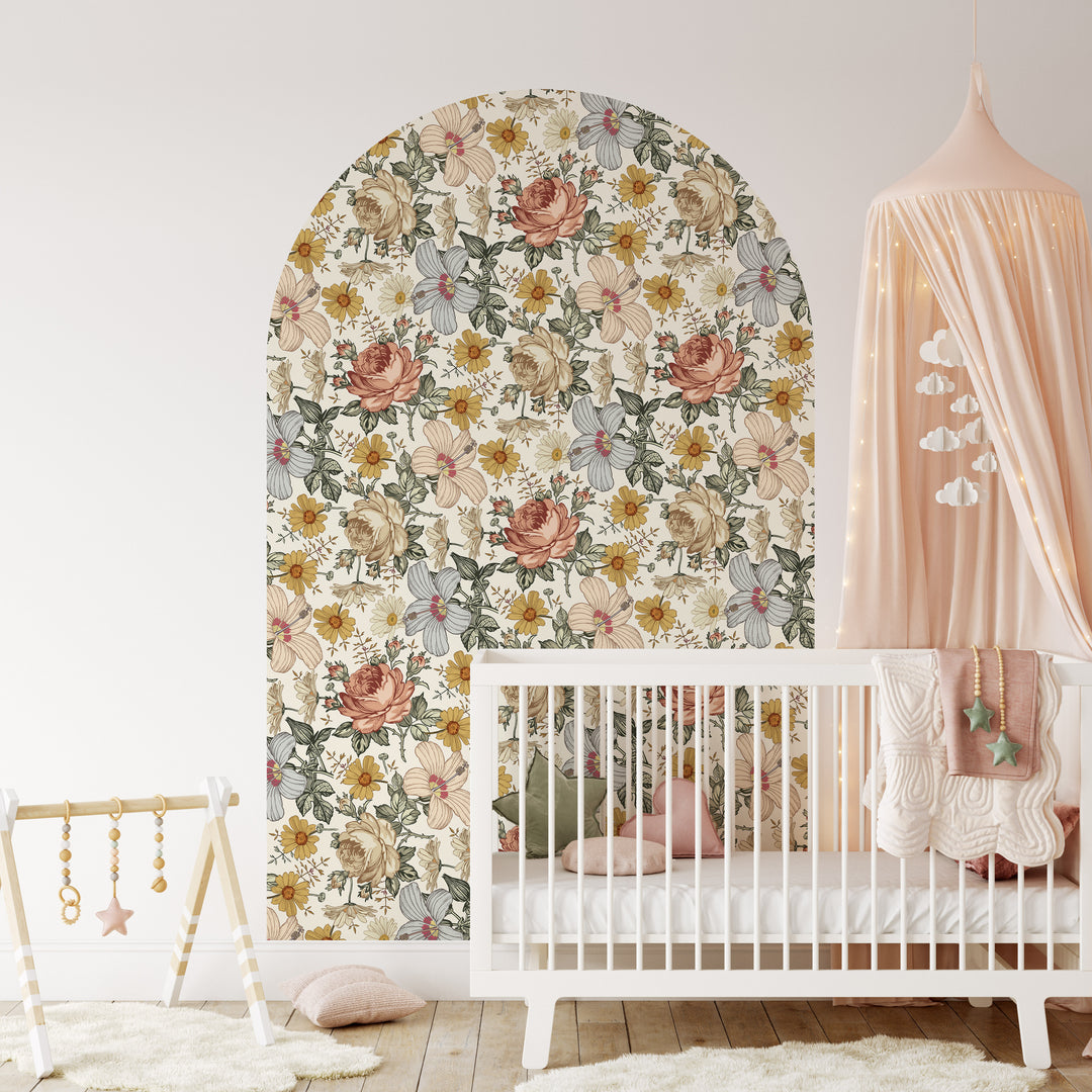 Vintage Floral Arch Wall Decal