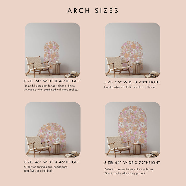 Vinilo decorativo arco floral retro de verano