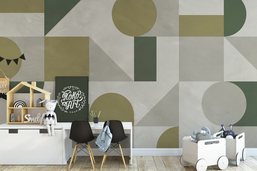 Modern Abstract Shapes Mural