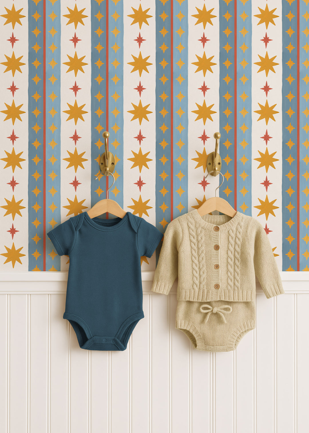 Vintage Starburst Stripe Parade Wallpaper