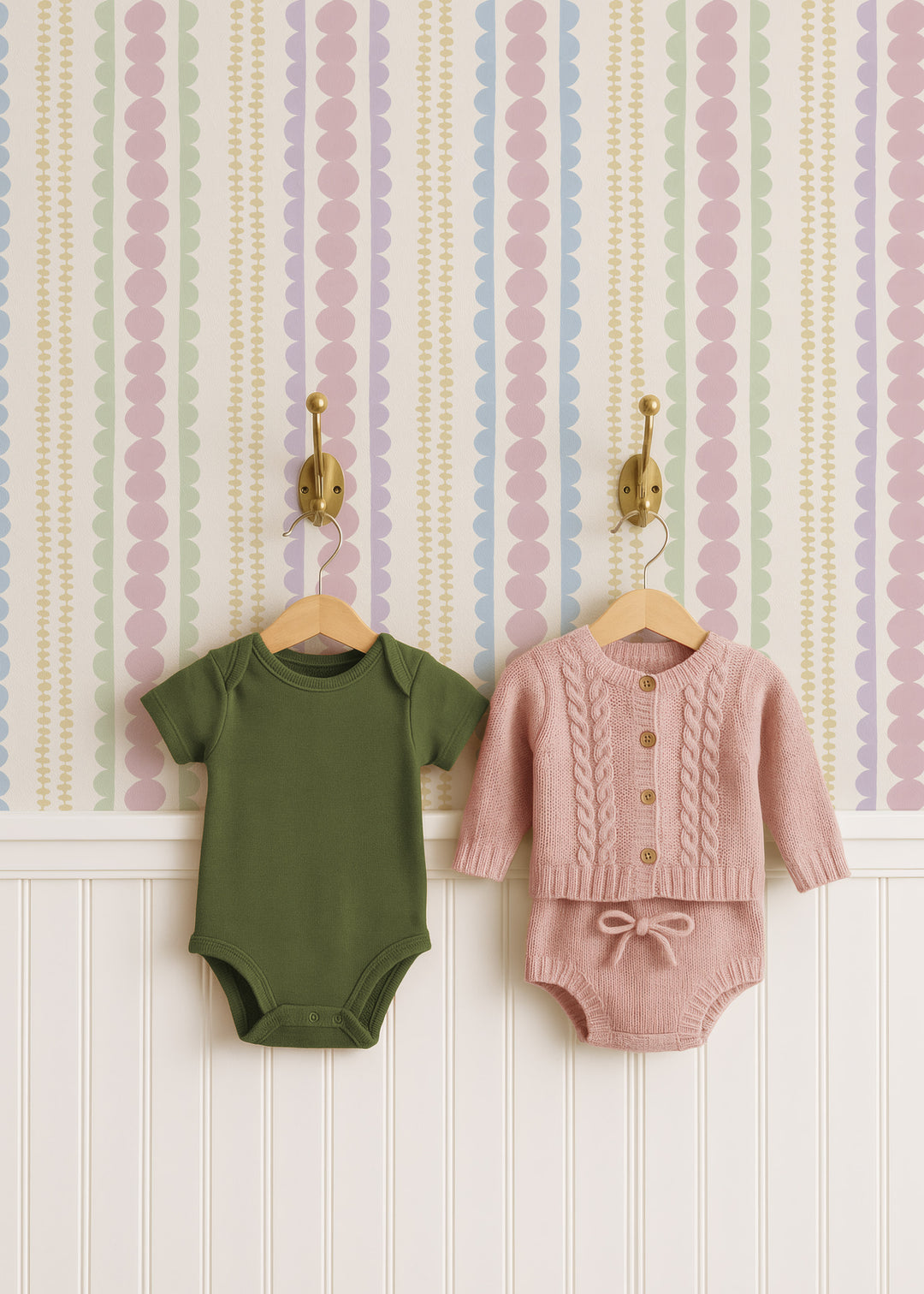 Halston Pebble Column Wallpaper in Sweet Baby Colors