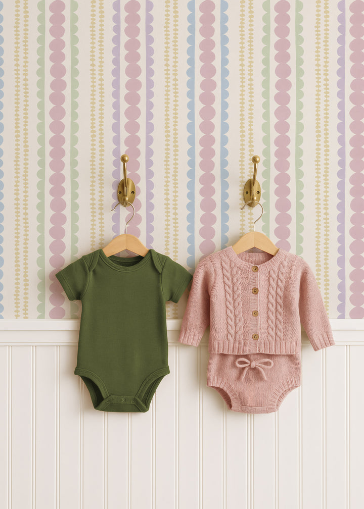 Halston Pebble Column Wallpaper in Sweet Baby Colors