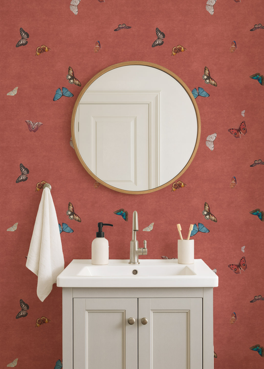 Vintage Butterfly Wallpaper - Terracotta