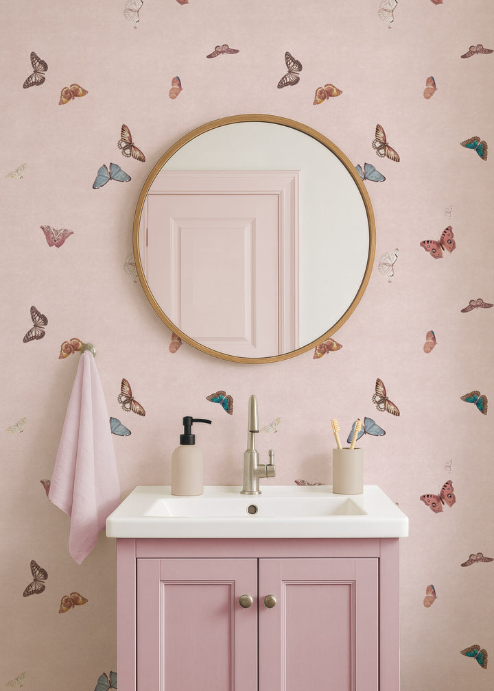 Vintage Butterfly Wallpaper - Pink