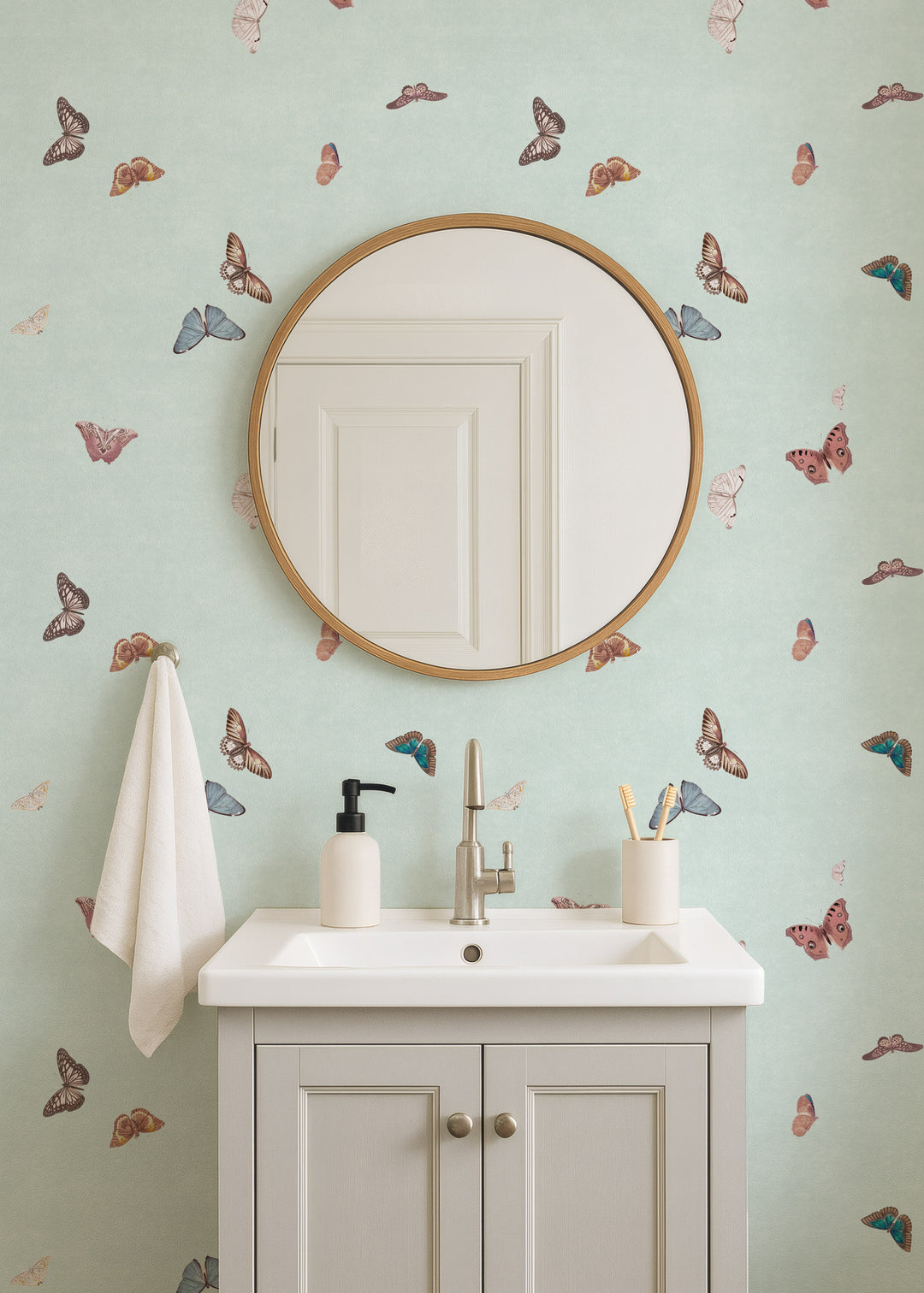Vintage Butterfly Wallpaper - Mint