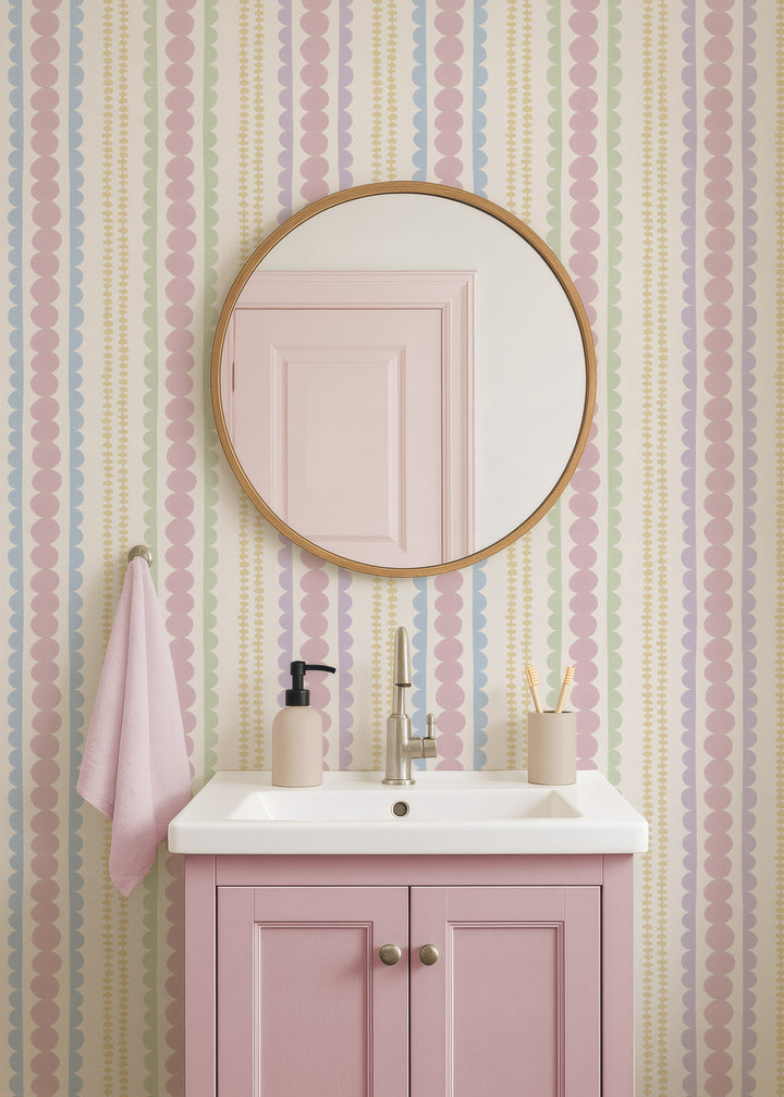 Halston Pebble Column Wallpaper in Sweet Baby Colors
