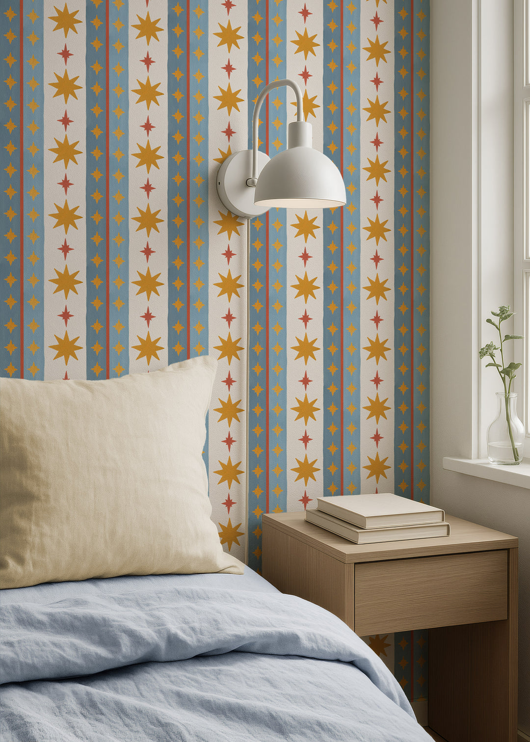 Vintage Starburst Stripe Parade Wallpaper