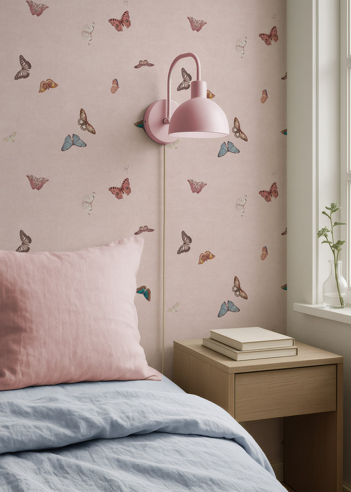 Vintage Butterfly Wallpaper - Pink