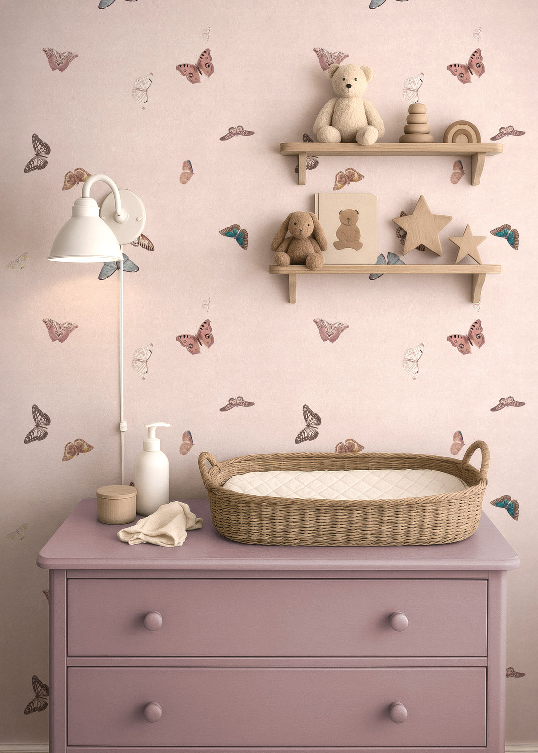 Vintage Butterfly Wallpaper - Pink