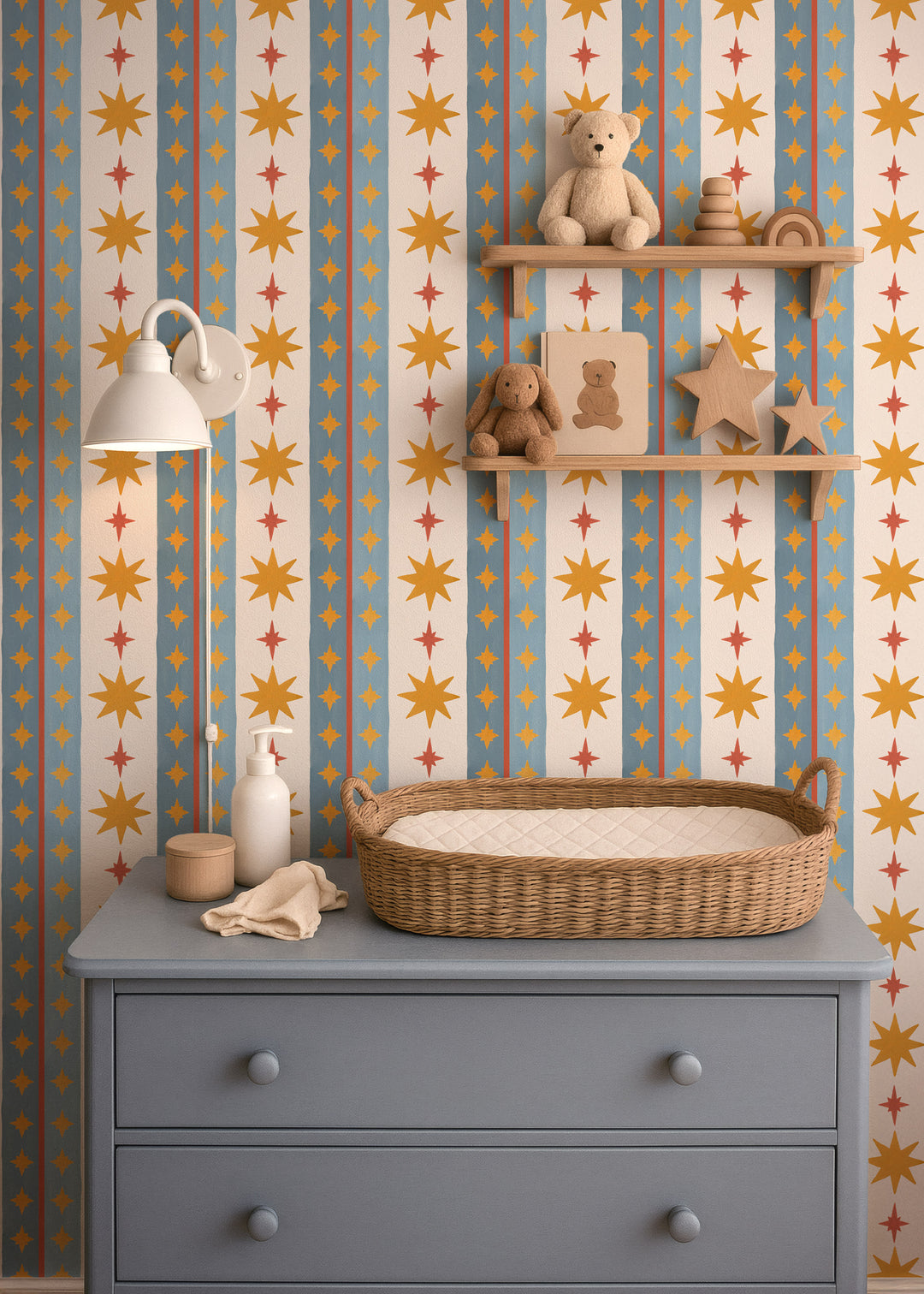 Vintage Starburst Stripe Parade Wallpaper