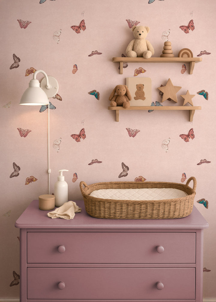 Vintage Butterfly Wallpaper - Pink