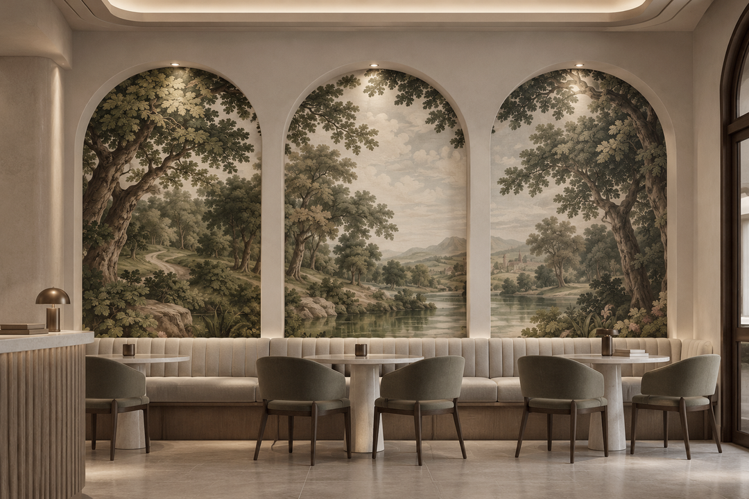 The Enchanted Vale, Vintage European Landscape Wallpaper Mural