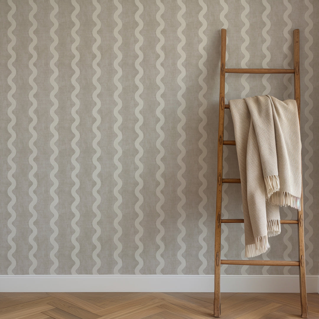 Minimalist Linen Wave Stripe Wallpaper